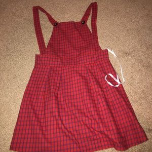 Red overall dress